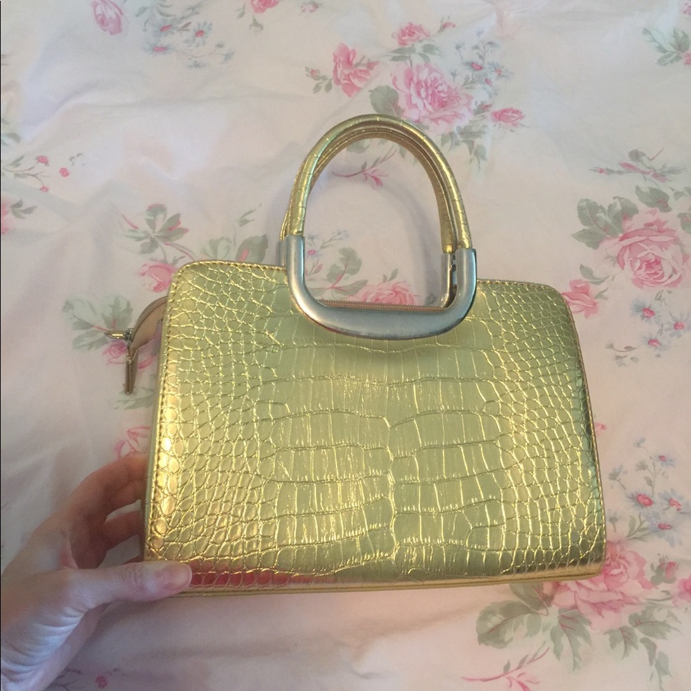 Faux Alligator gold purse